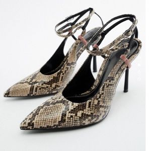 Zara animal print heels with ankle band sexy pointy heels. Multiple sizes!